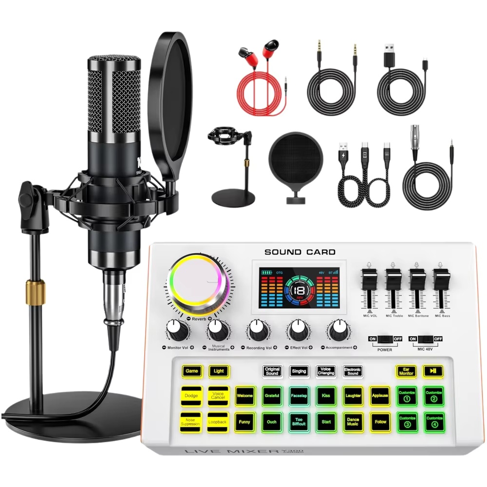 Condenser Microphone Kit - 텐램프 팟캐스트 장비 번들 키트(4인용) 전문