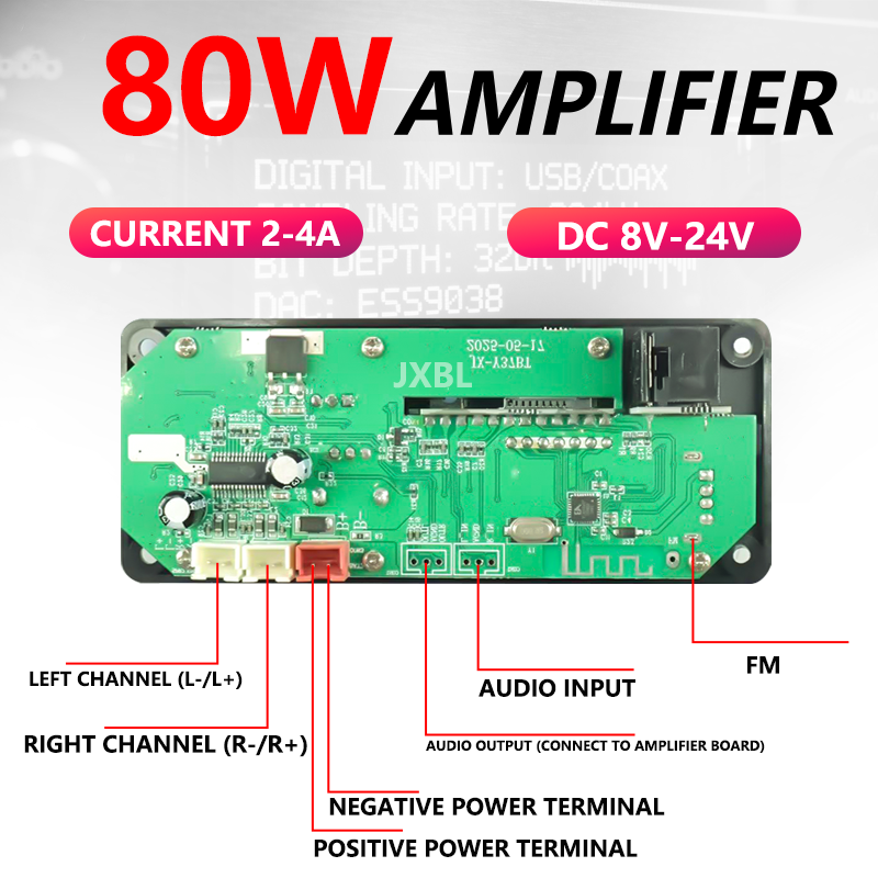 80W 블루투스 5.0 MP3 디코더 보드 2x40W  - Dac Board 리뷰 및 가격